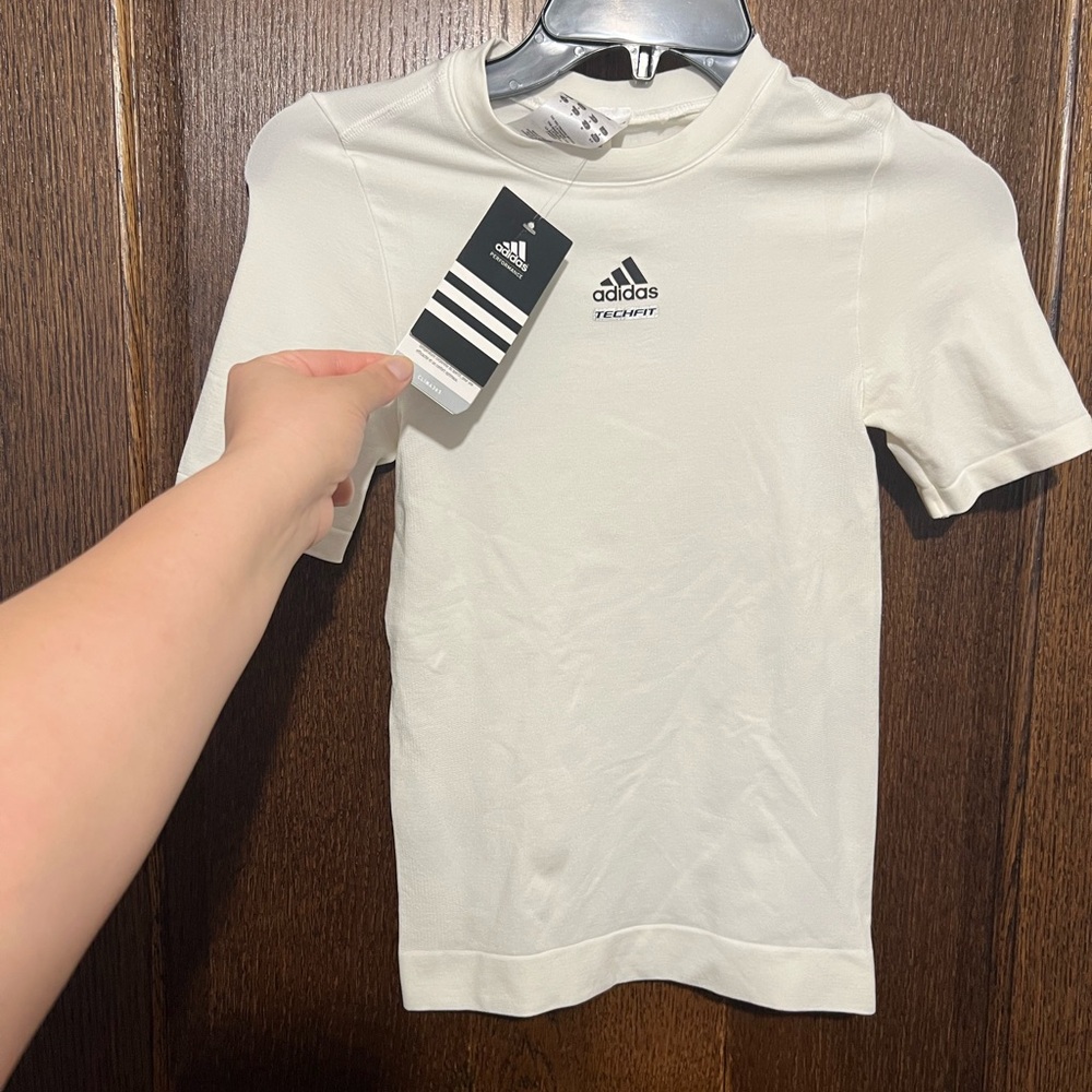 Adidas White Muscle Tee Performance Top